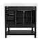 Flash Furniture Vega 36-in. Vanity w/Sink, Storage Cabinet w/Soft Close Doors, Open Shelf and 3 Drawers, Black/Gold FS-VEGA36-KD-BK-GLD-GG - alternate 5
